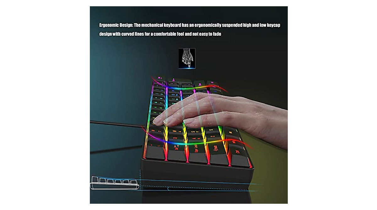 Gaming Keyboard, USB Keyboard 5 Levels RGB Light Ergonomic Design for ...