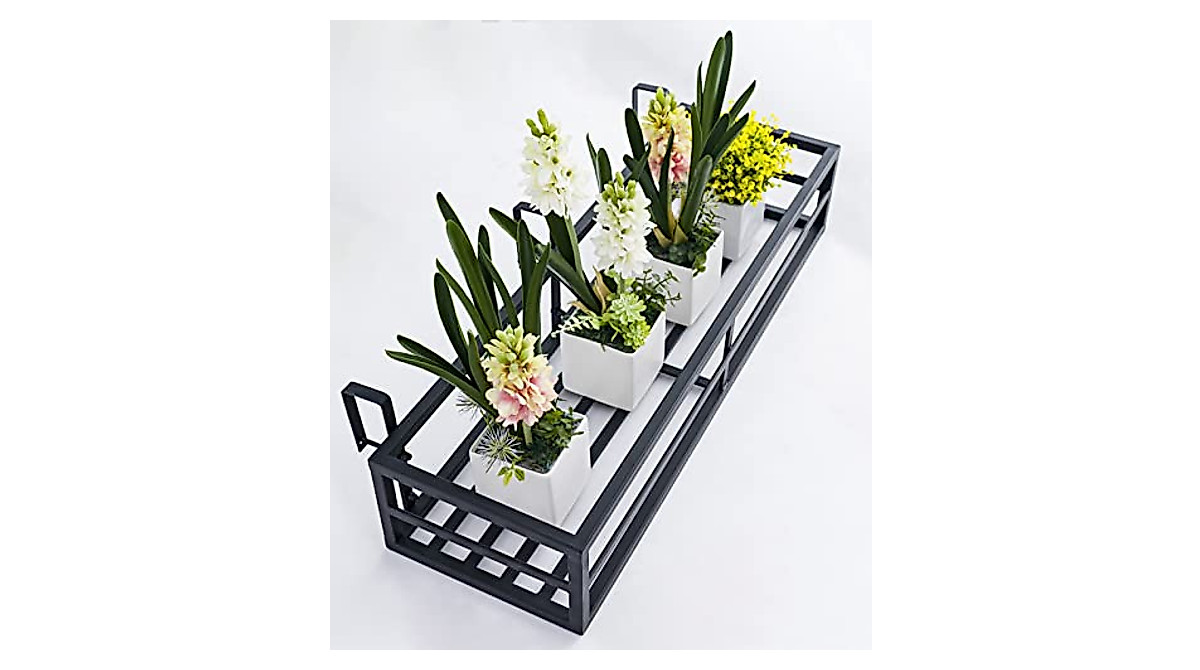 Stylish 31.5-inch Iron Hanging Flower Rack for Balconies & Gardens