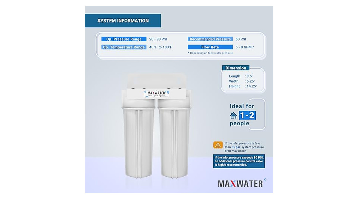 Max Water 2 Stage Whole House Filtration System