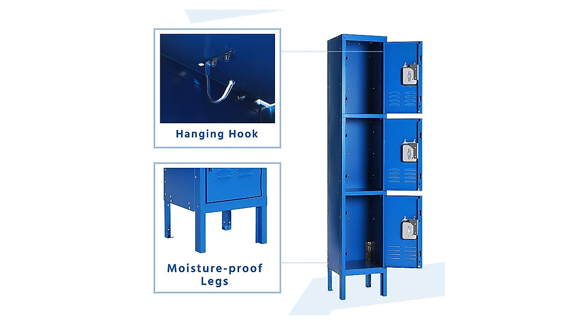 Pataku Metal Lockers - 3 Tier Steel Storage Solution