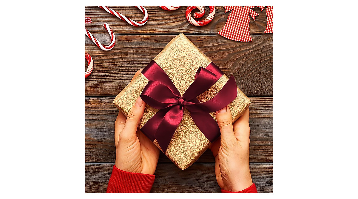 1 Inch Burgundy Satin Ribbon for Gift Wrapping & Crafts