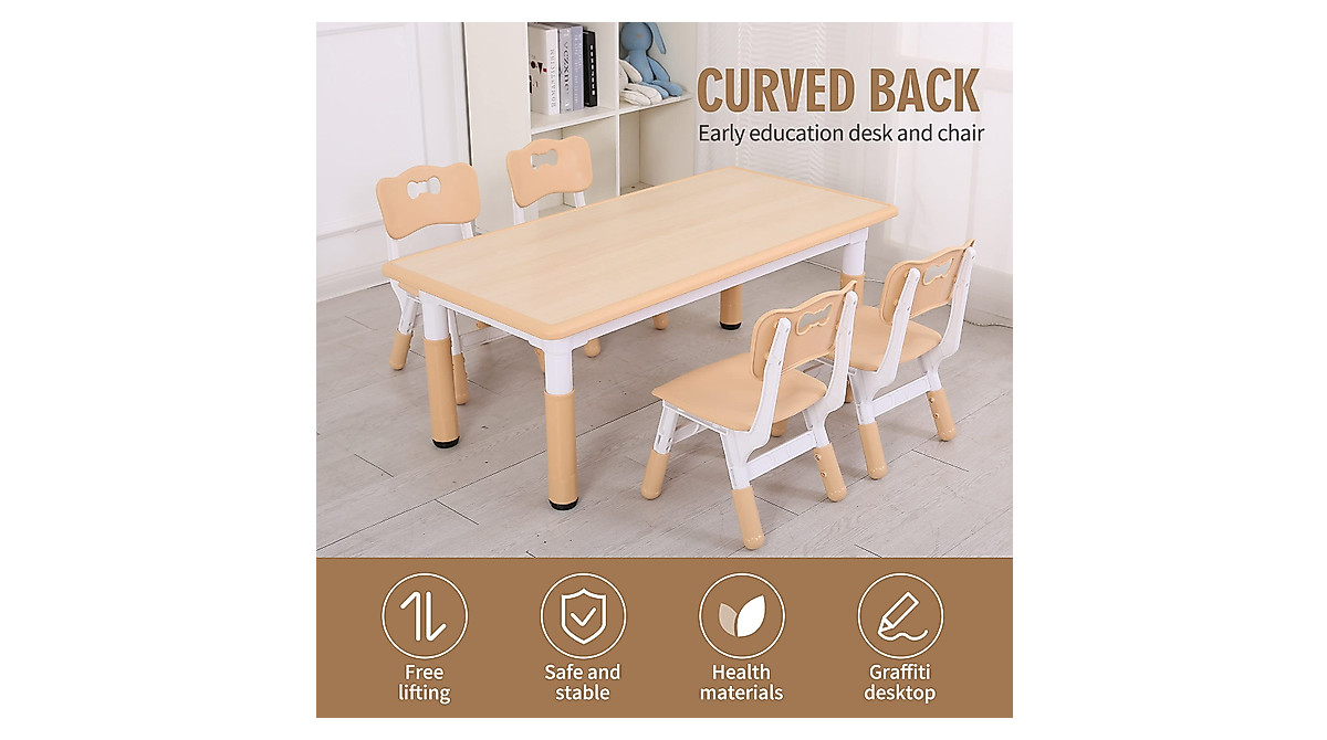 UNICOO Kids Study Table & Chairs Set - Adjustable, Safe, Multi-Activity ...