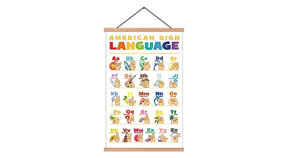 KAIRNE ASL Alphabet Wall Art with Magnetic Hanger for Kids Classroom