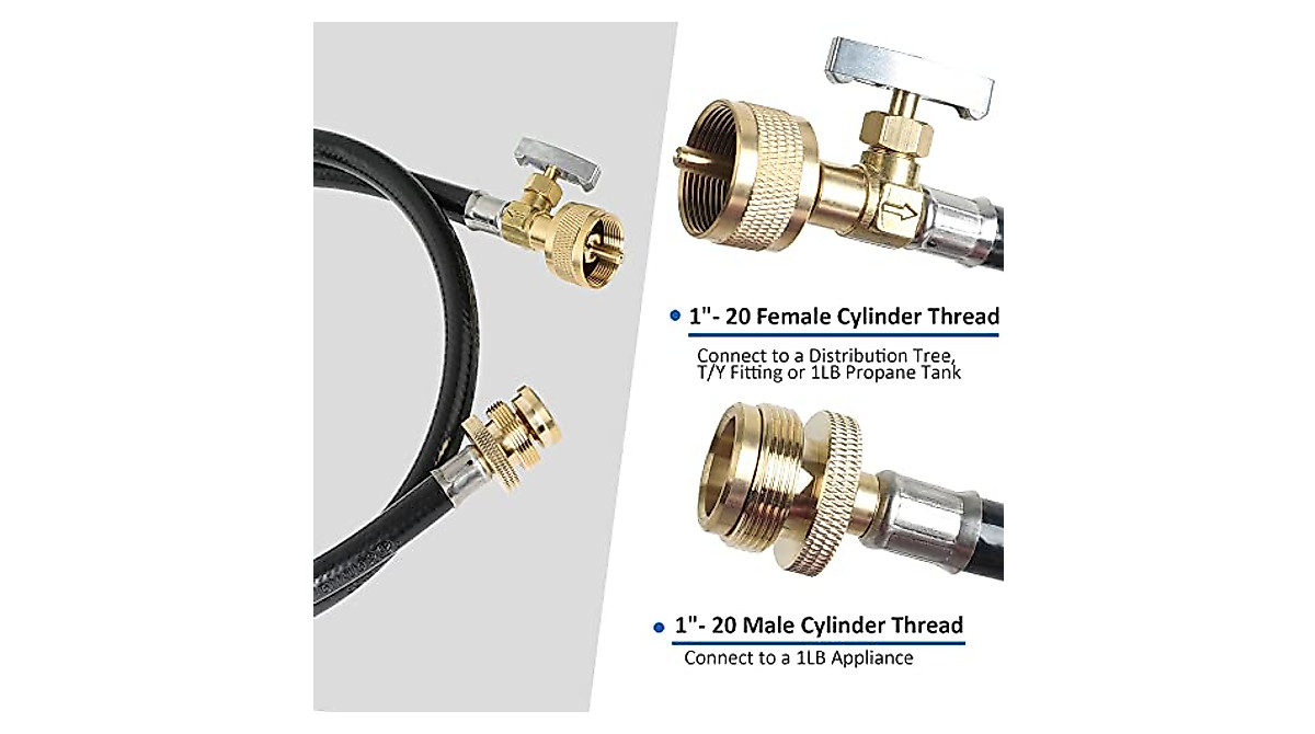 ATKKE 4FT Propane Extension Hose for 1Lb Tank – Safe, Flexible Connectors