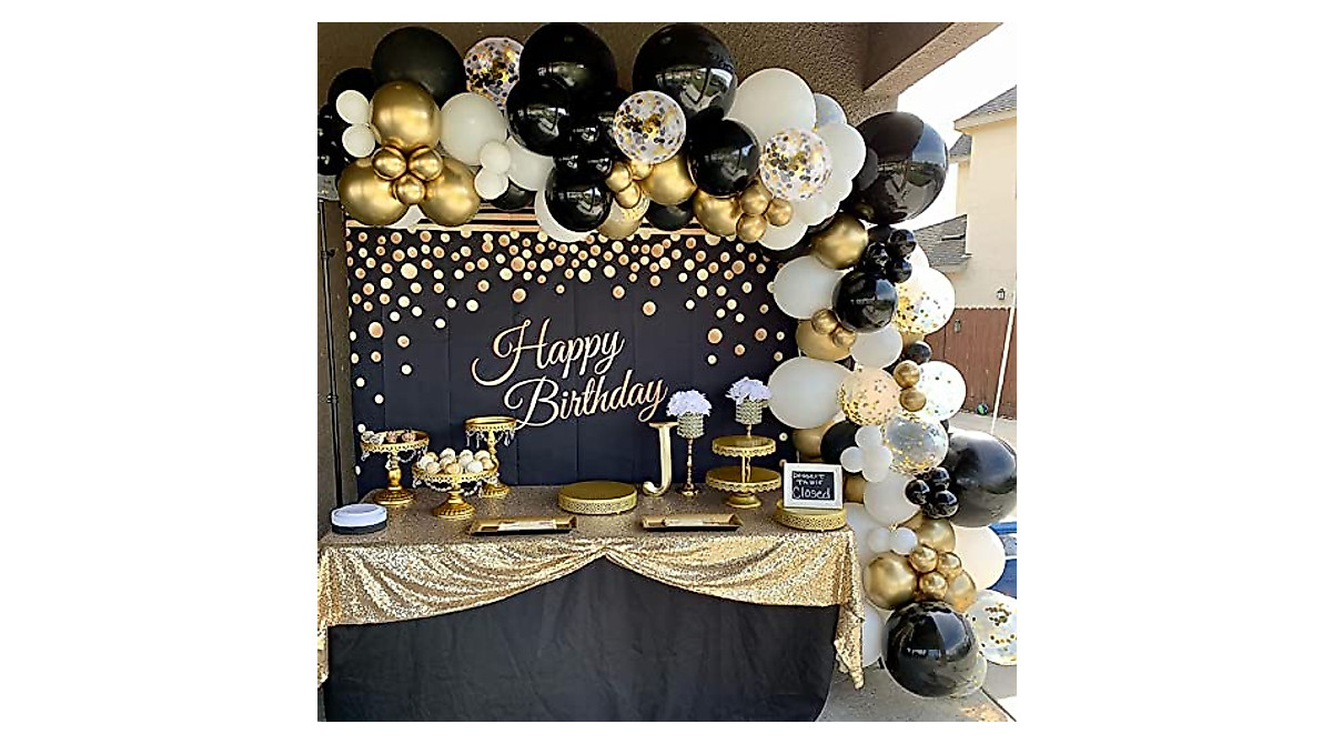 Black and Gold Balloon Garland Arch Kit - Elegant Party Decor
