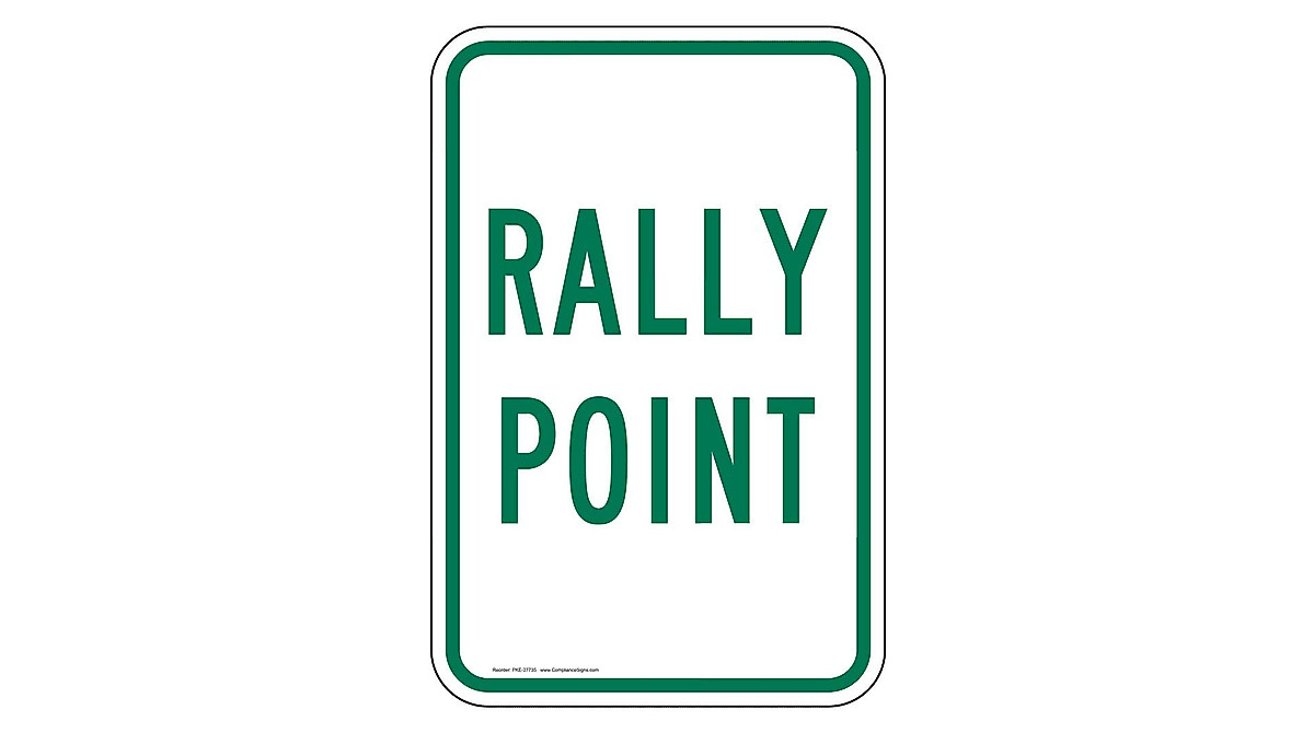 Reflective Rally Point Sign for Emergency Response