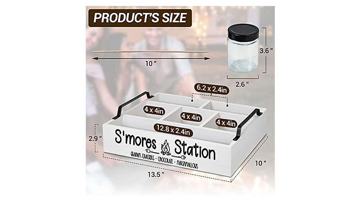 Unistyle S'Mores Station Box – Rustic Wood S'mores Organizer for ...