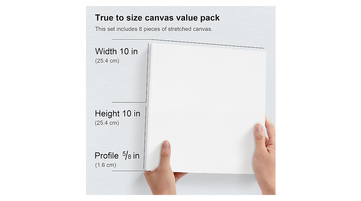 Phoenix 10x10 Inch Canvas Pack for Painting - 8 Premium Stretched Canvases