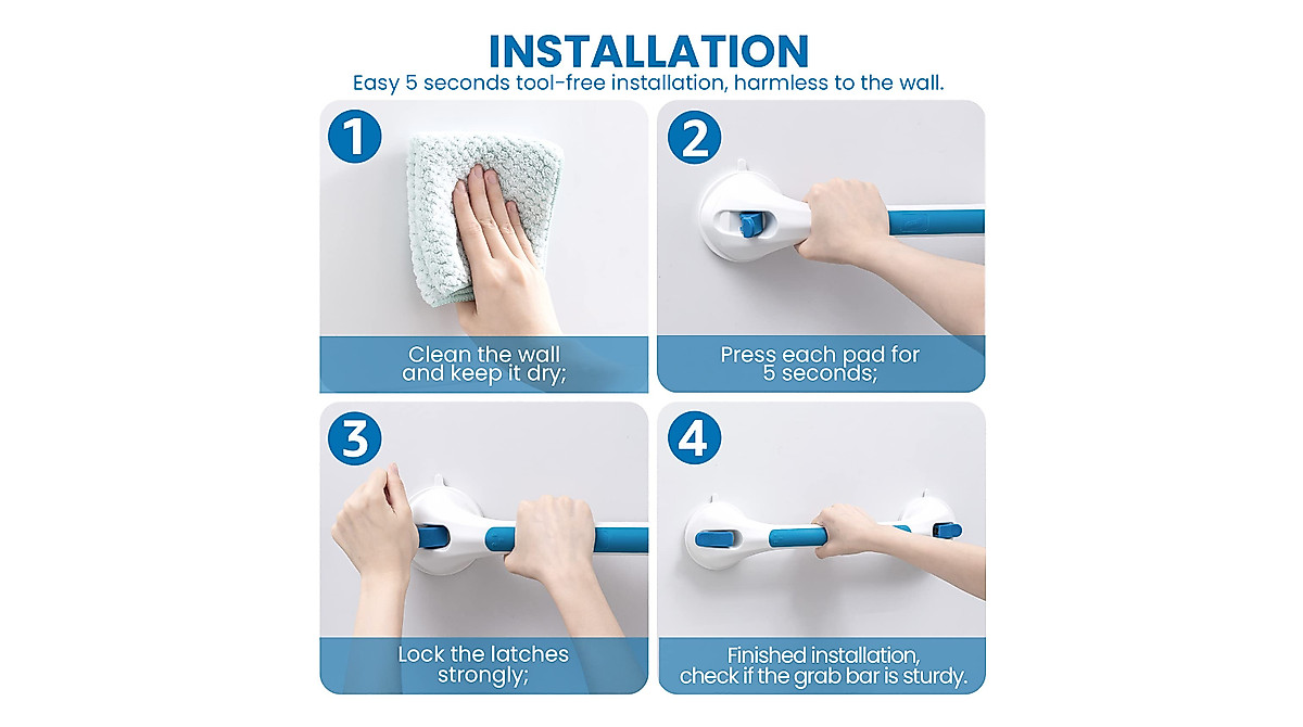 LEVERLOC Shower Grab Bars – Easy Installation & Safety