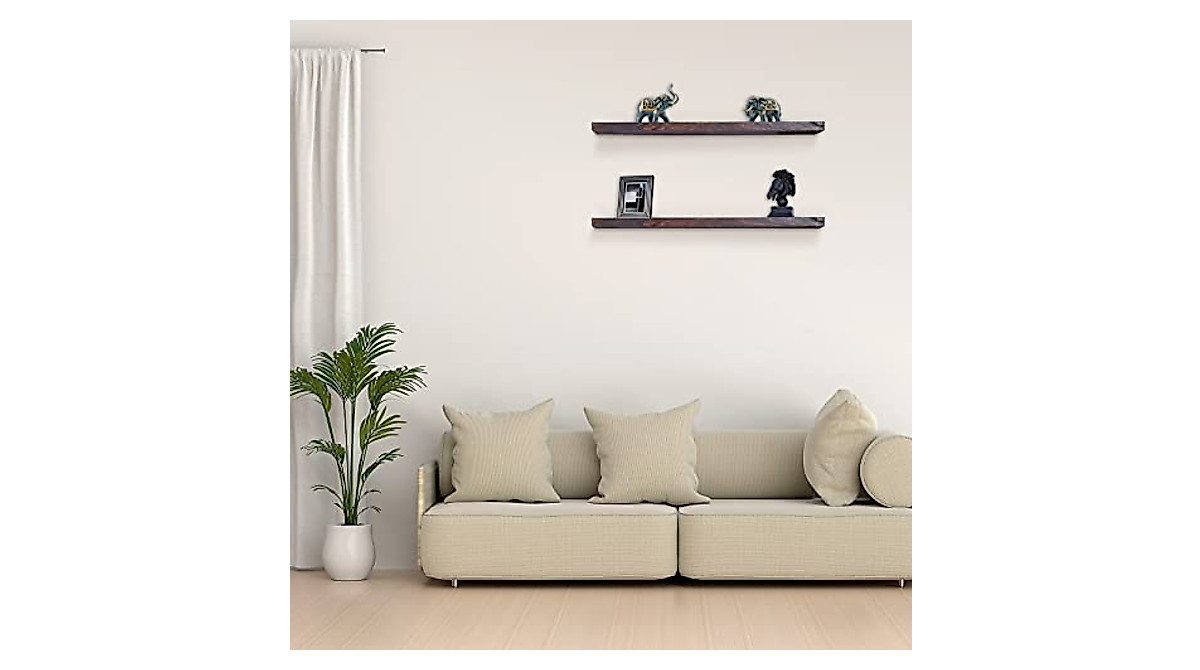 Rustic Wood Floating Shelves - Set of 4 for Farmhouse Decor
