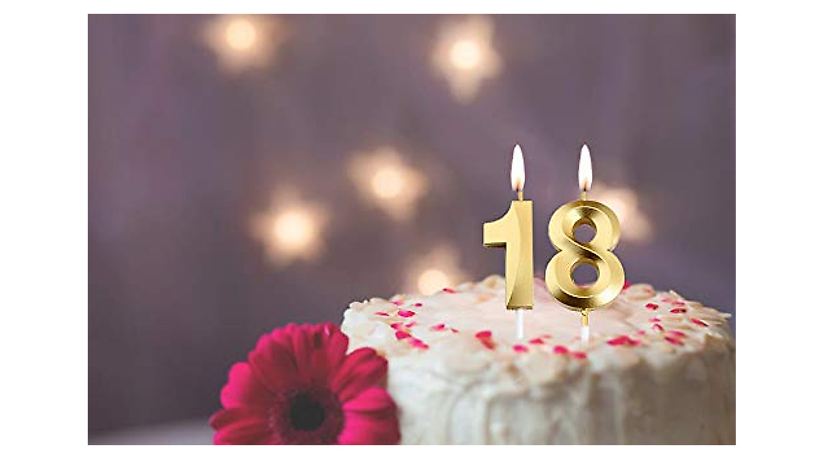 18th Birthday Gold Number Candles – Perfect Cake Topper for Celebrations