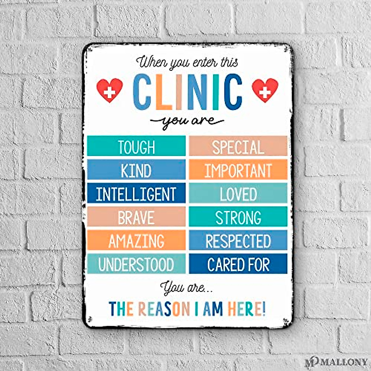 Clinic Wall Decor - Motivational Metal Signs for Healthcare & Schools