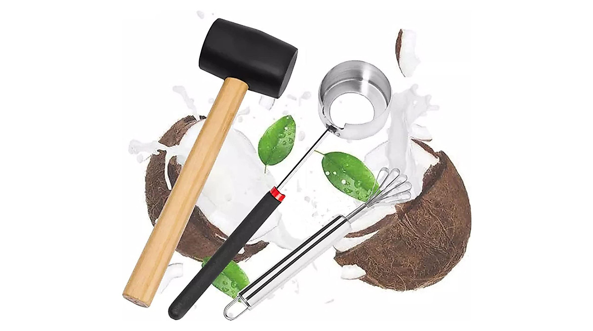 UnisonPet Coconut Opener Set - Easy Stainless Steel Coconut Tools