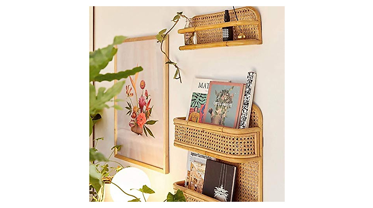 Midoshark Rattan Wall Shelf | Stylish Bohemian Floating Shelves
