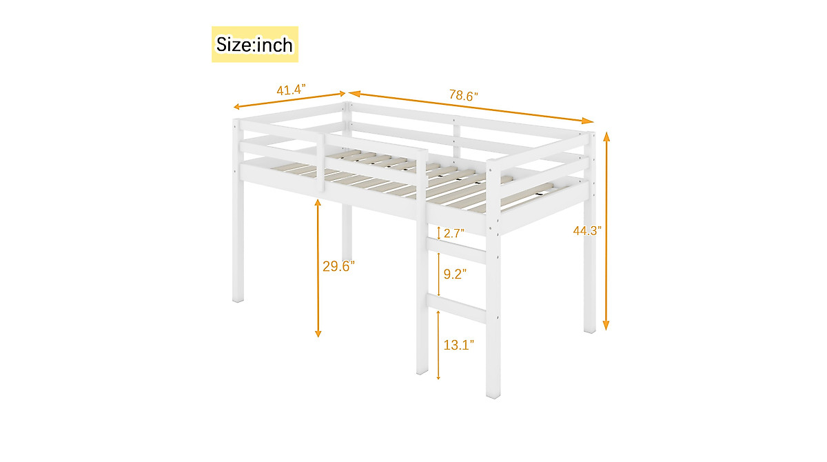 ANDORON Twin Loft Bed for Kids – Space-Saving & Safe with Guardrail