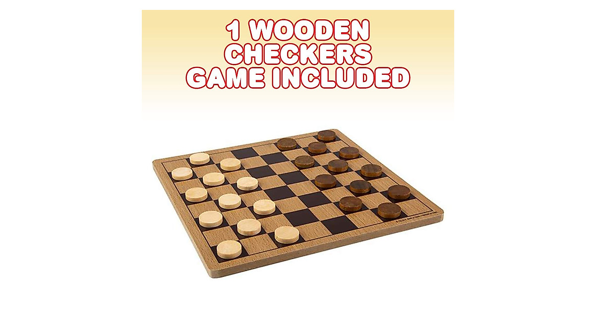 Gamie Wooden Checkers Board Game – Classic Family Strategy Fun