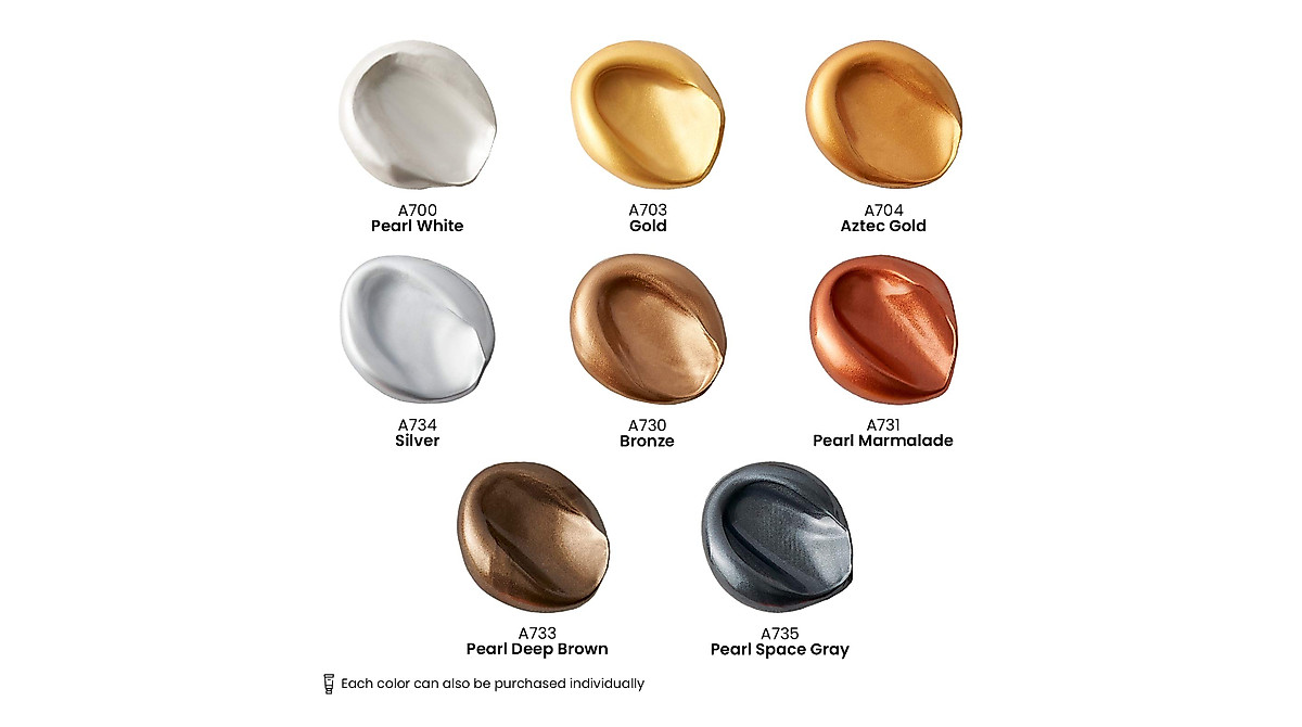 Arteza Metallic Acrylic Paint Set - 8 Shimmering Colors for Art & Crafts