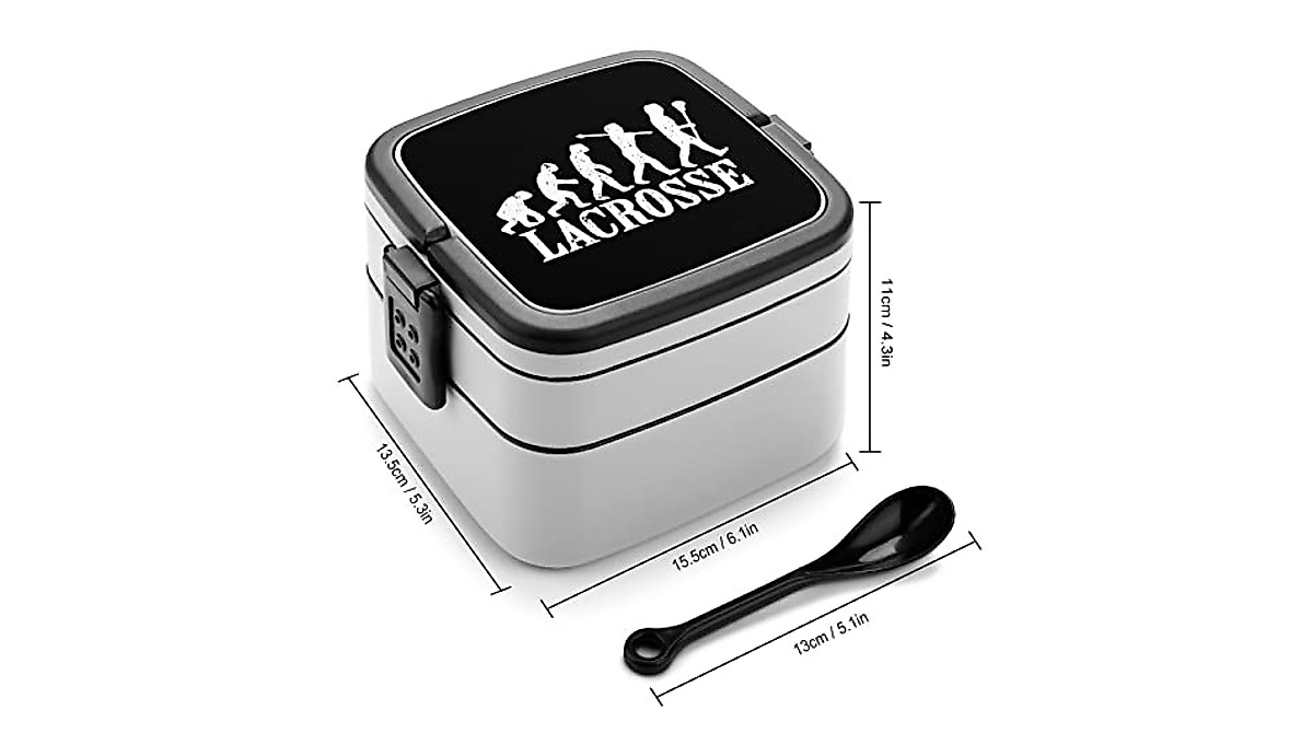 Lacrosse Evolution Graphic Lunch Box - Large Capacity Bento with Spoon