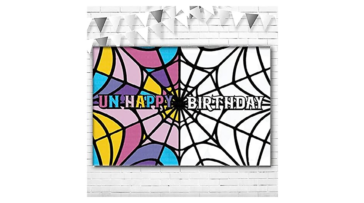 Wednesday Addams Stained Glass Backdrop for Birthday Parties & Photos