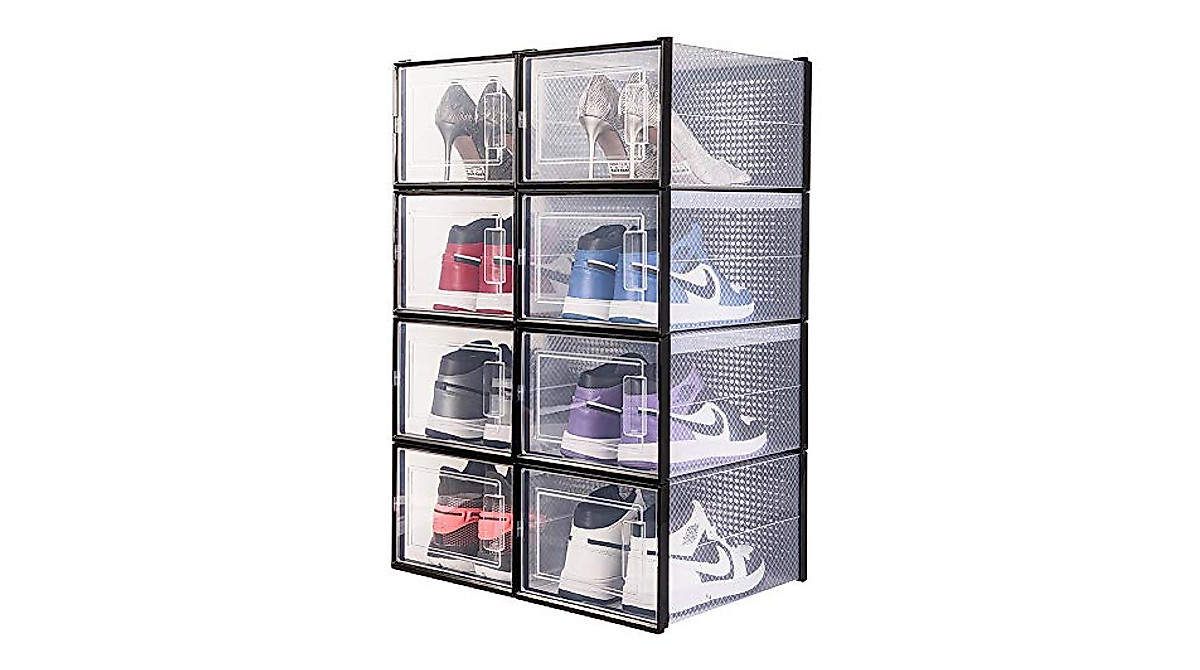 Stackable Interlocking Shoe Boxes - Durable & Ventilated Storage
