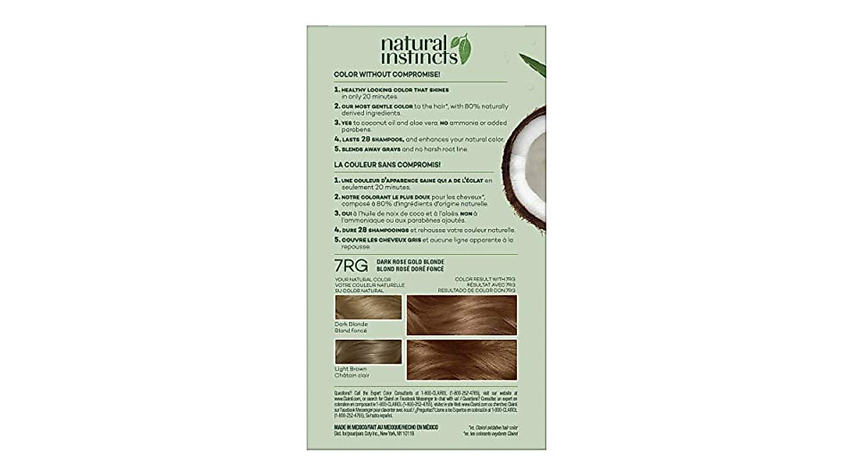 Clairol 7RG Dark Rose Gold Blonde Hair Dye - Demi-Permanent
