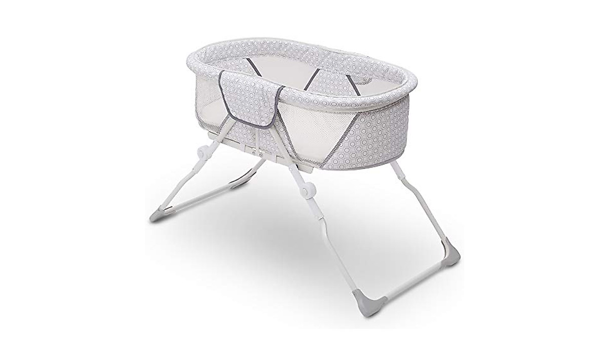 Delta Children EZ Fold Travel Bassinet - Portable & Compact Bedside Crib