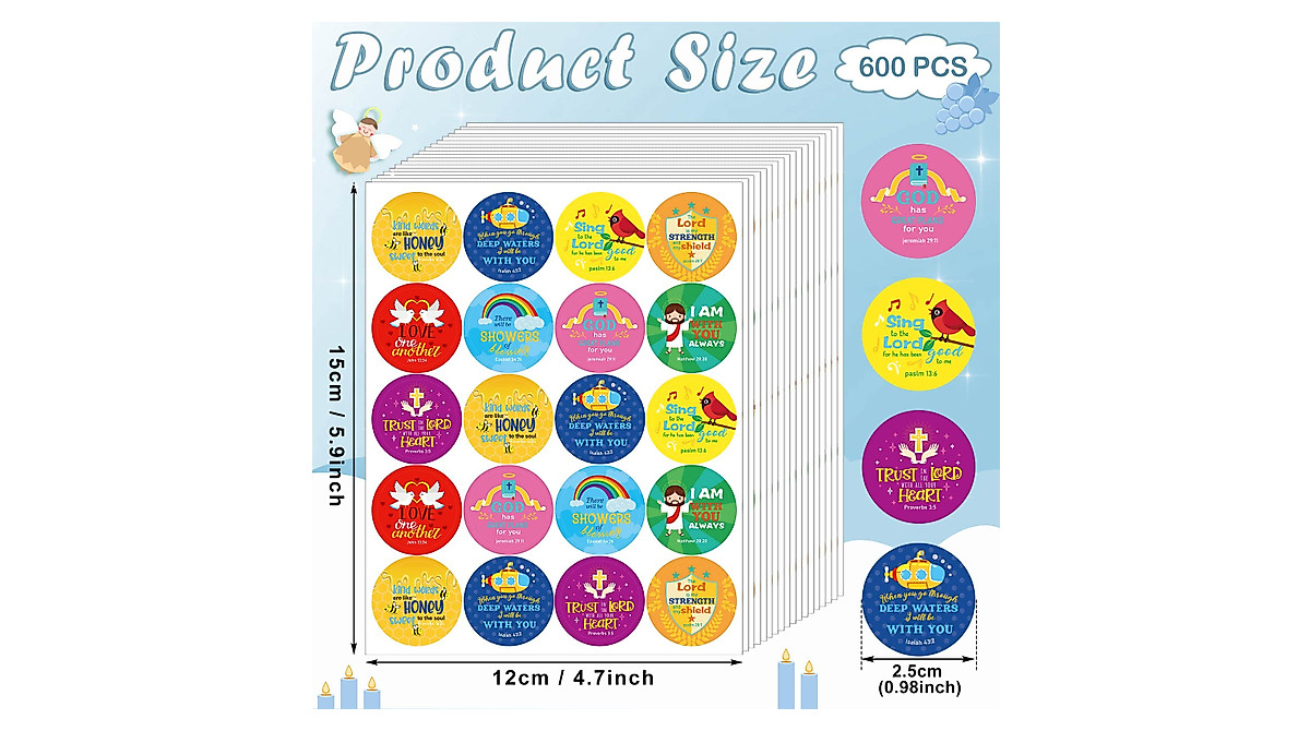 600 Christian Stickers for Kids - Bible Verse Fun