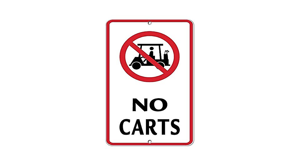 Golf Metal Sign No Carts - Vintage 8x12 Inch Decor for Man Caves