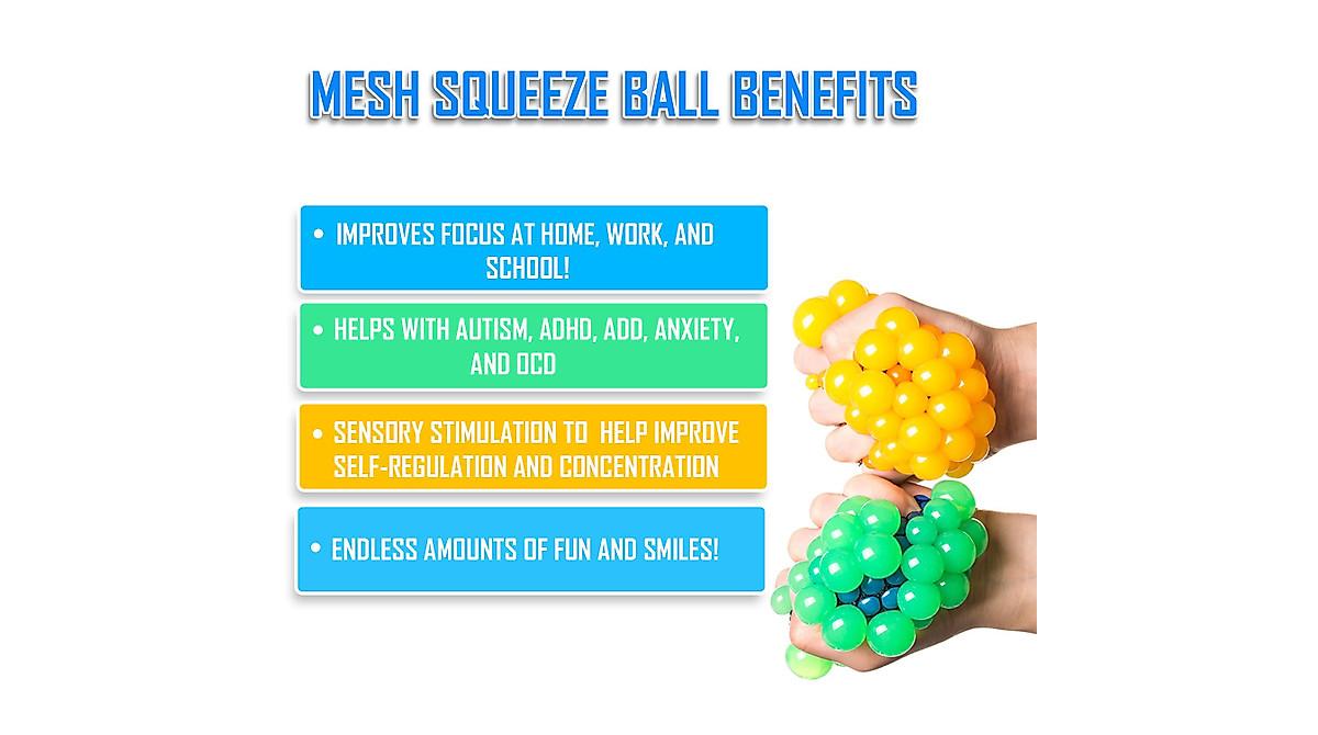 Durable Mesh Squishy Balls - 12 Pack for All Ages