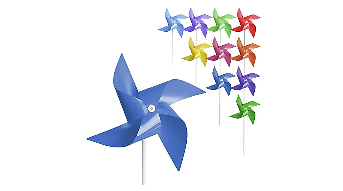 Tsocent 50 Pcs Colorful Pinwheels for Kids & Garden Decor