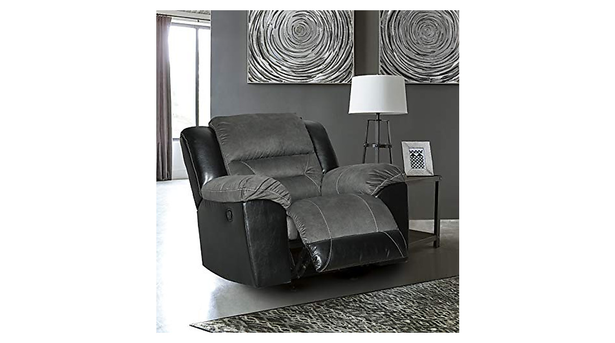 Gray Faux Leather Rocker Recliner by Ashley Designs