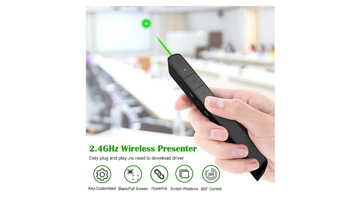 Norwii Green Light Presentation Clicker - Wireless Remote