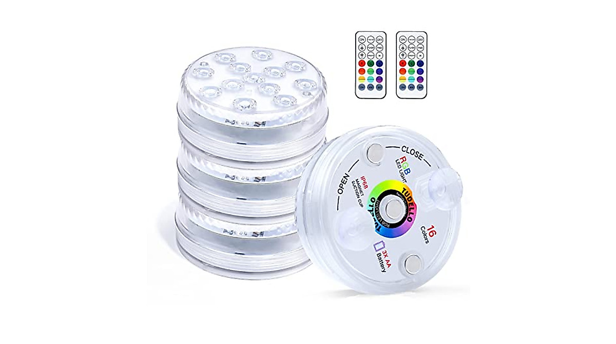 TUDELLO RF Submersible LED Pool Lights - IP68, Magnet, Suction