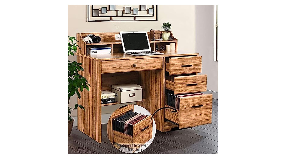 Farmhouse Computer Desk with Storage for Home Office