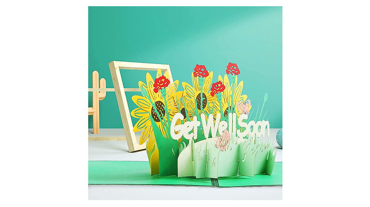 FUWNRYO Get Well Soon 3D Pop Up Card for Cheer