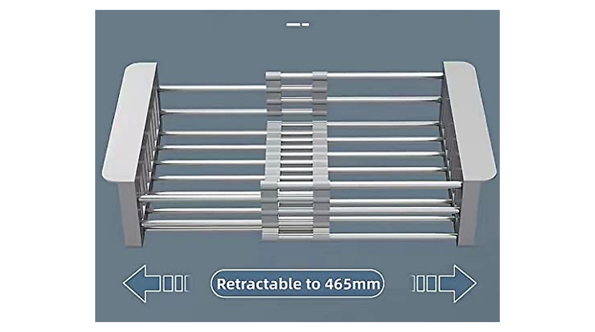 Temu Stainless Steel Kitchen Drain Rack | Retractable Sink Shelf