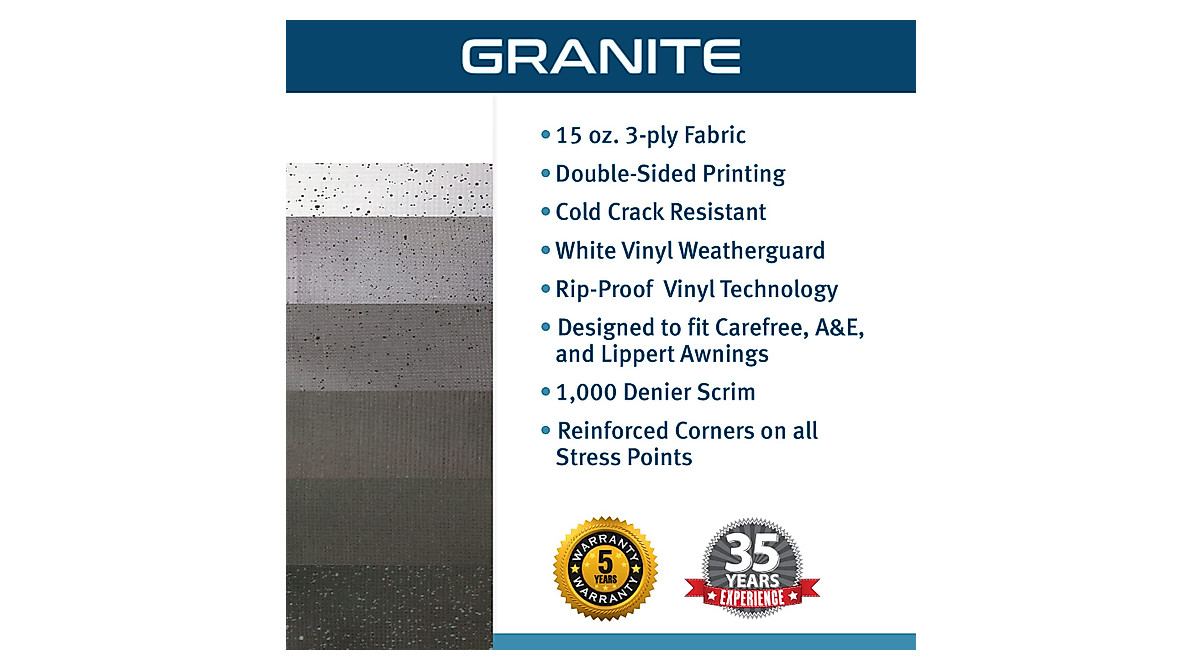 ShadePro RV Awning Fabric Replacement - Heavy Duty Weatherproof Vinyl