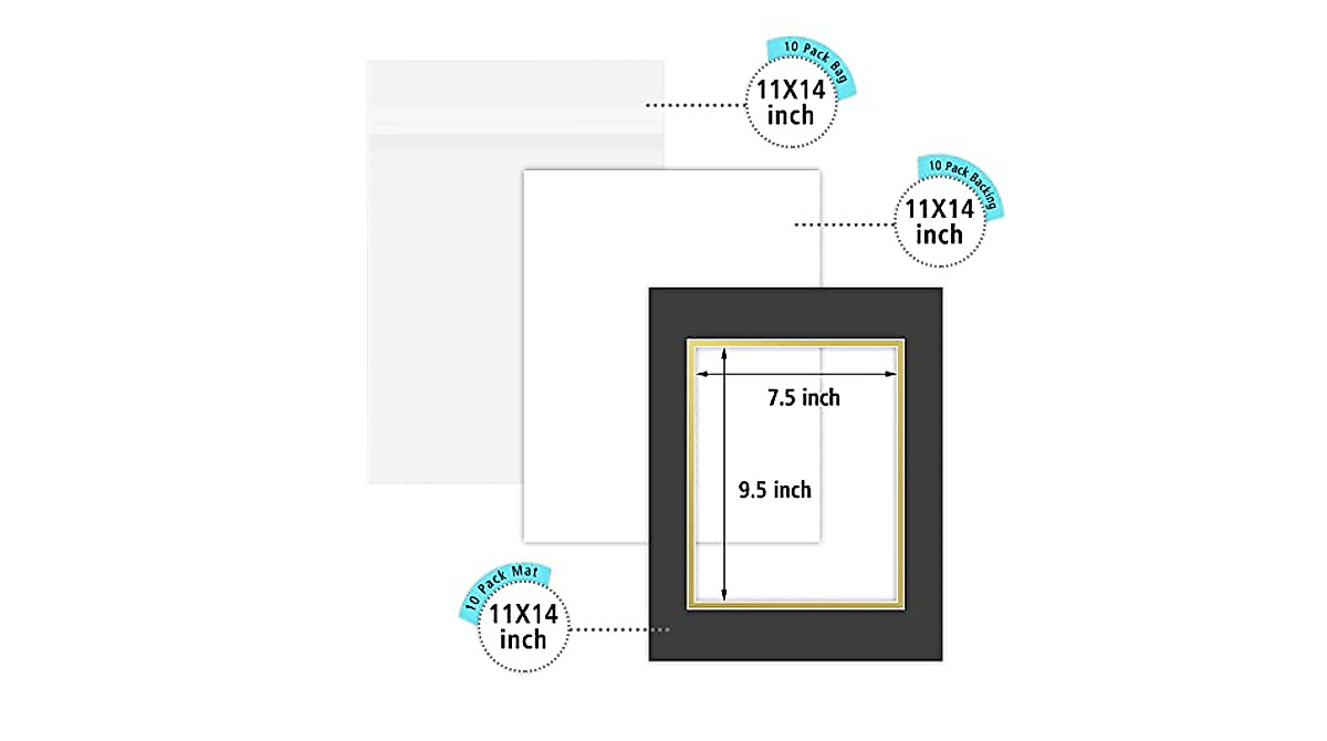 11x14 Double Picture Mats - Pack of 10 by Golden State Art