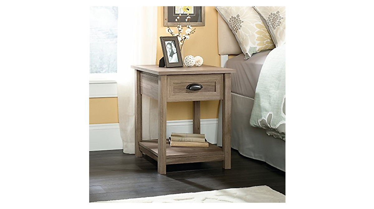 Sauder County Line Side Table - Rustic Salt Oak Night Stand