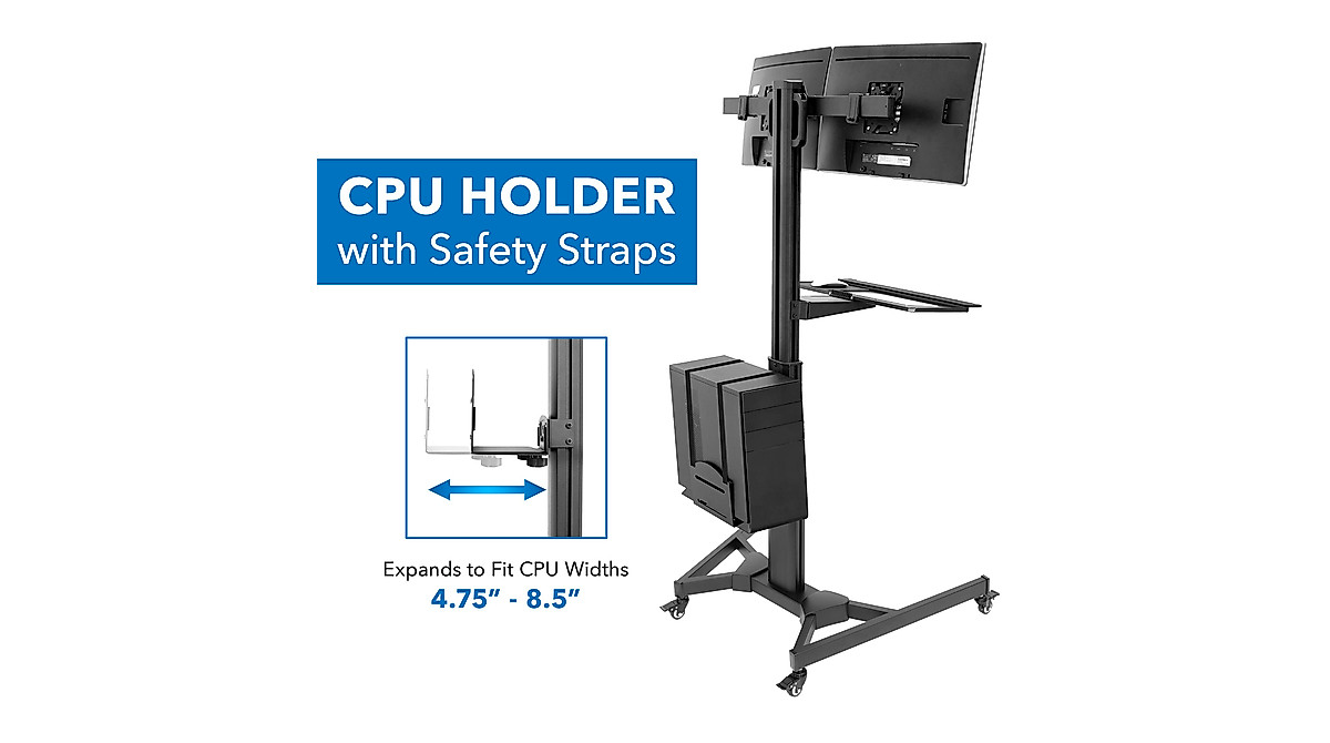 Mount-It! Mobile PC Workstation: Dual Monitor Rolling Cart