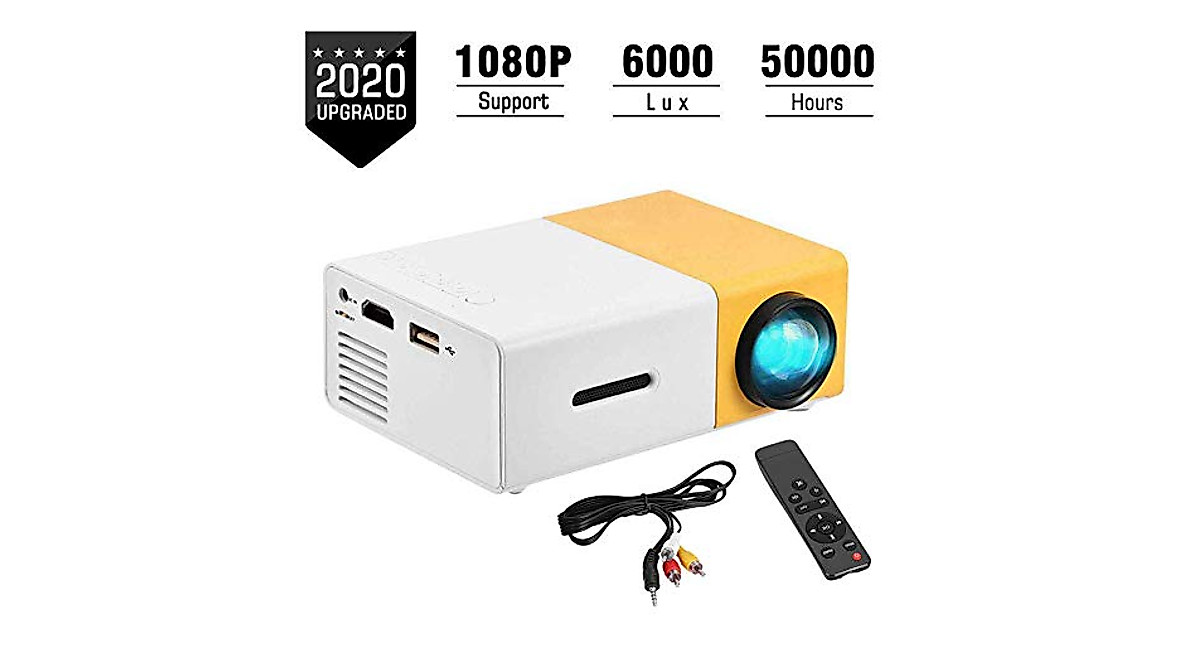 Portable 6000 Lumens LED Mini Projector - 1080P Home Theater