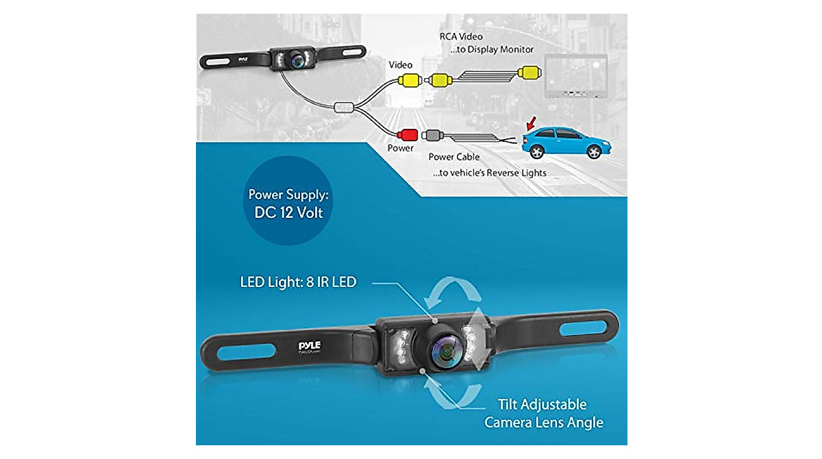 Pyle PLCM10 Rear View Backup Camera - Night Vision & Weatherproof