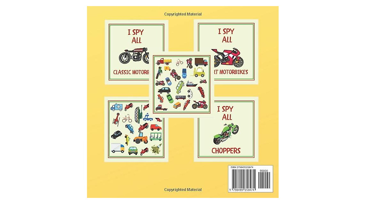 Find Motorcycles in Fun Kids Activity Book | I Spy Vehicles