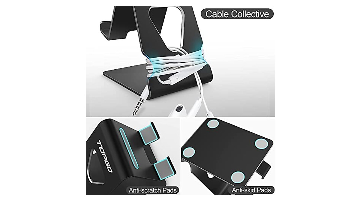 Topgo Aluminum Cell Phone Stand - Universal Compatibility & Cable ...
