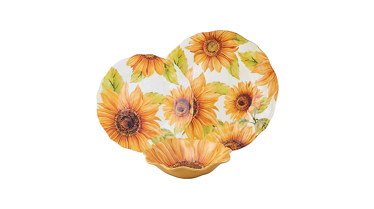 UPware Sunflower 12-Piece Dinnerware Set – Vibrant & Shatterproof