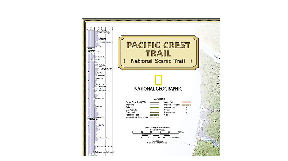 National Geographic PCT Laminated Wall Map | 18x48