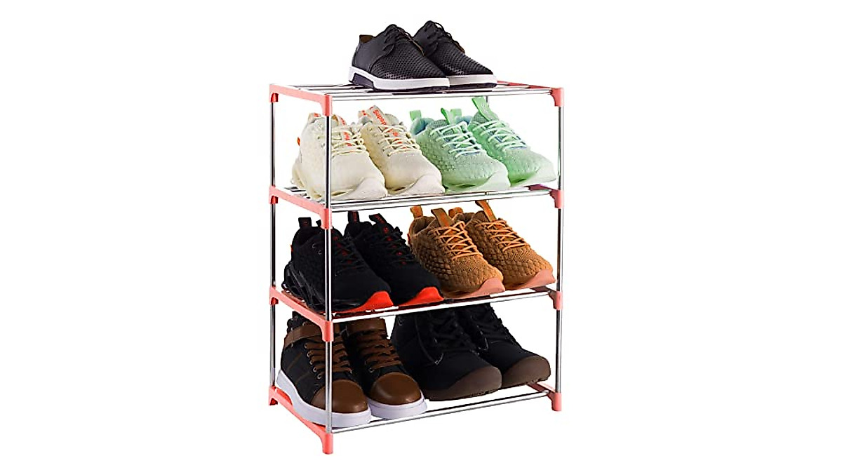 Xerhnan 4-Tier Pink Shoe Rack - Space-Saving Storage