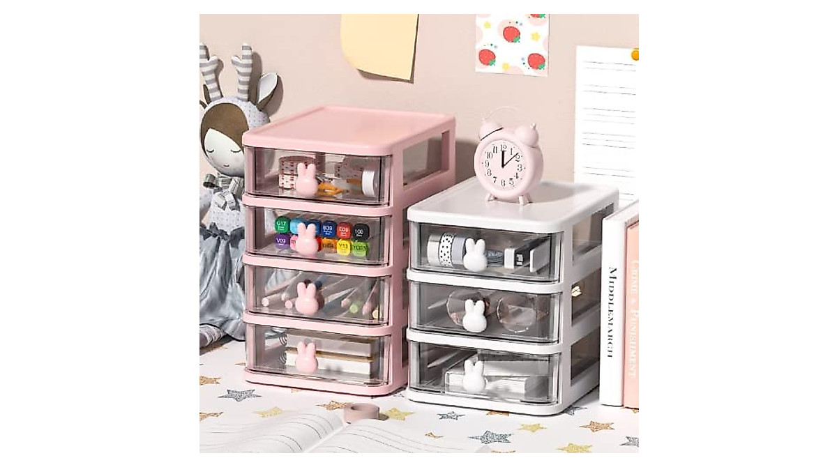 Nipogear Cartoon Storage Box - Compact Desk Organizer in Pink