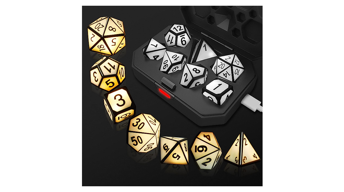 Light Up DND Dice Set - USB Rechargeable Glowing Dice