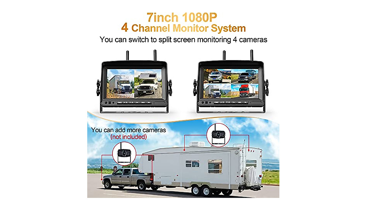 Wireless HD RV Backup Camera with 7-Inch DVR Monitor | Easy Installation
